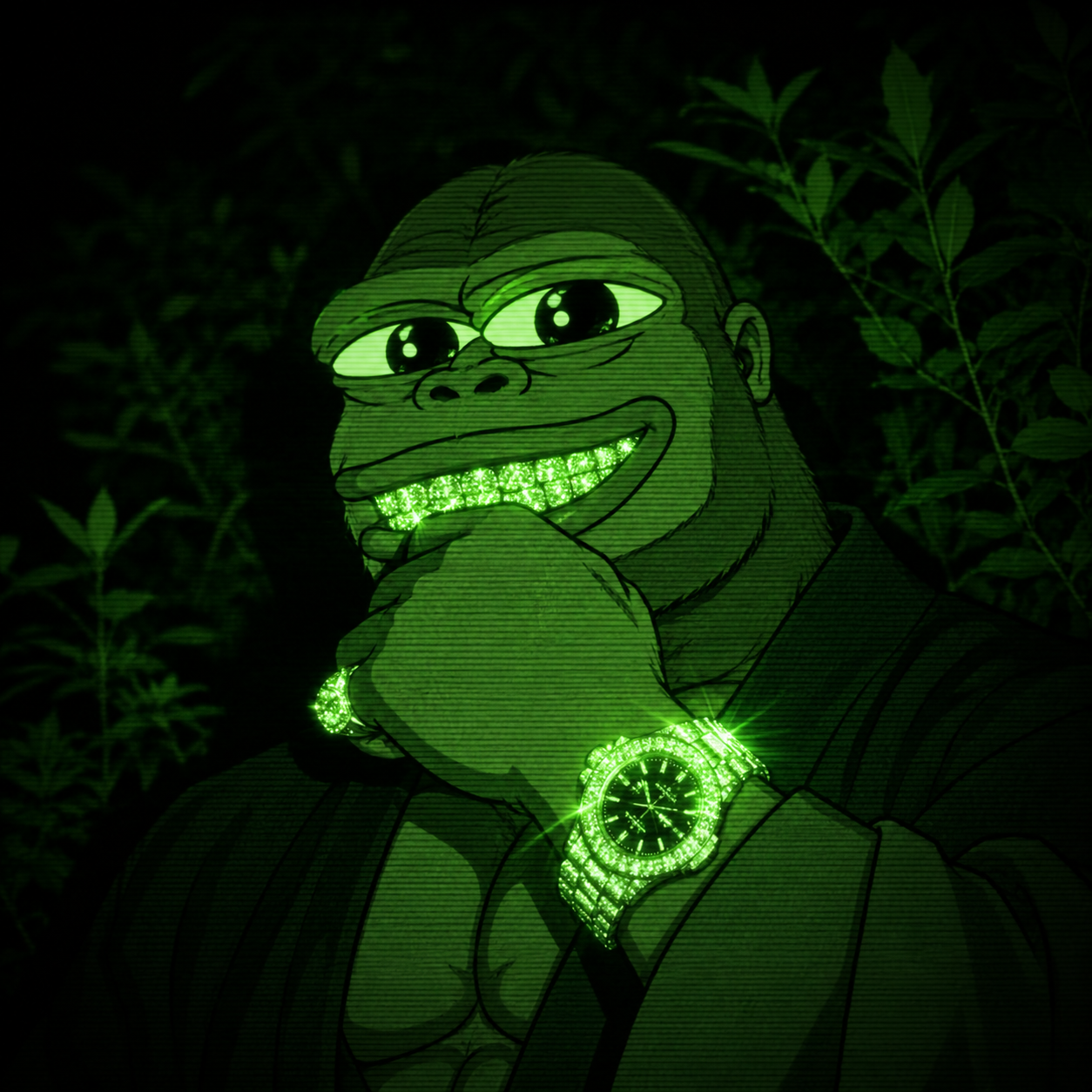APED on a throne of green candles