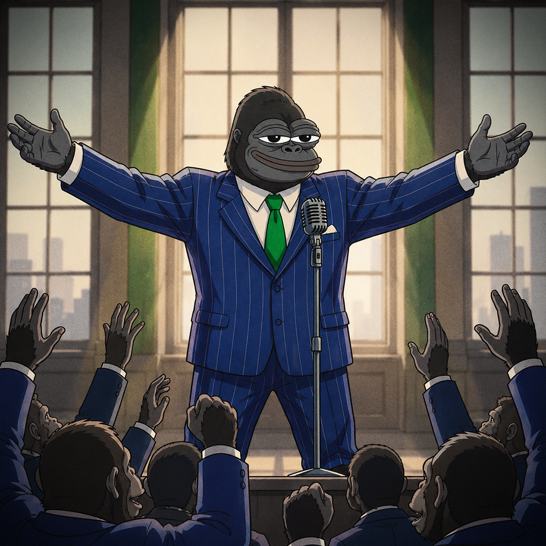 APED addressing a hall full of apes
